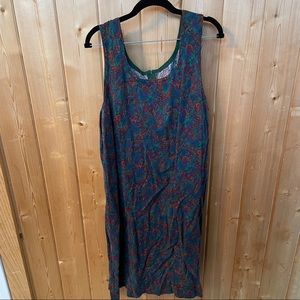 Vintage Handmade Jewel Tone Print Lightweight Sleeveless Shift Dress